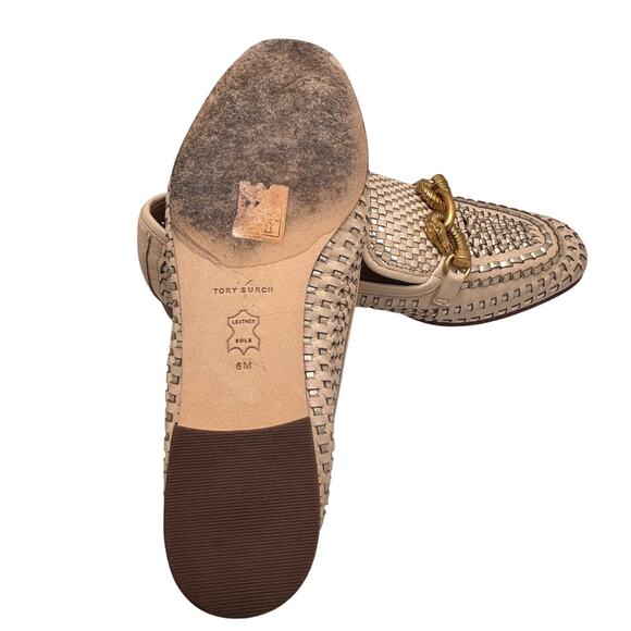 Tory Burch Jessa Woven Loafer Woven Goat Leather Metallic Loafers 6 - Picture 4 of 7
